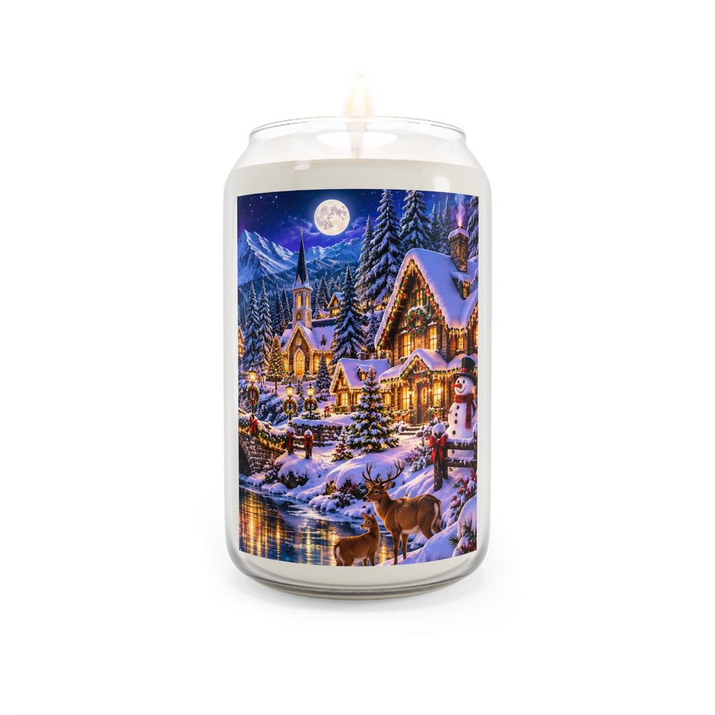 Winter Village Scented Soy Candle — 13.75 oz (Holiday Snowy Cottage Design)