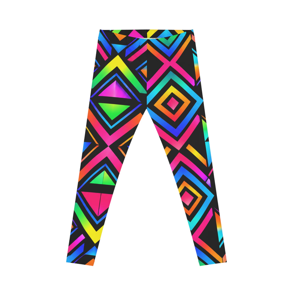 Neon Geo Pop Leggings — Vibrant Rainbow Geometric AOP Leggings