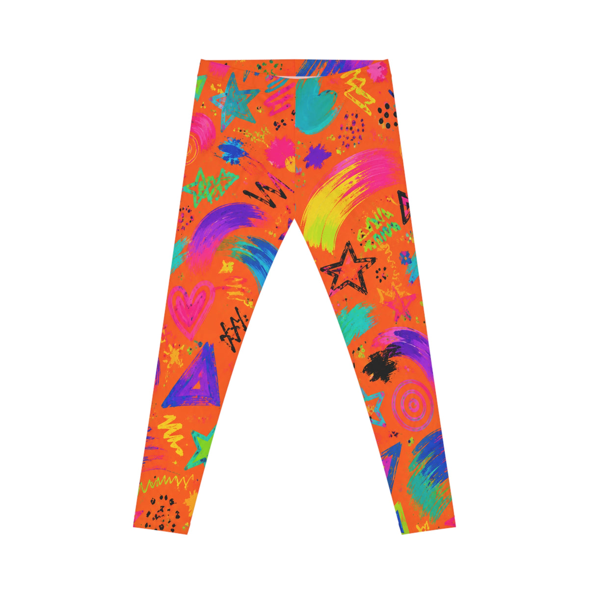 Vibrant Neon Doodle Leggings — Bold Abstract All-Over Print for Casual Wear