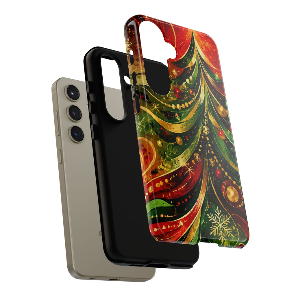 Christmas Tree Tough Phone Case — Festive Red & Green Holiday Phone Cover