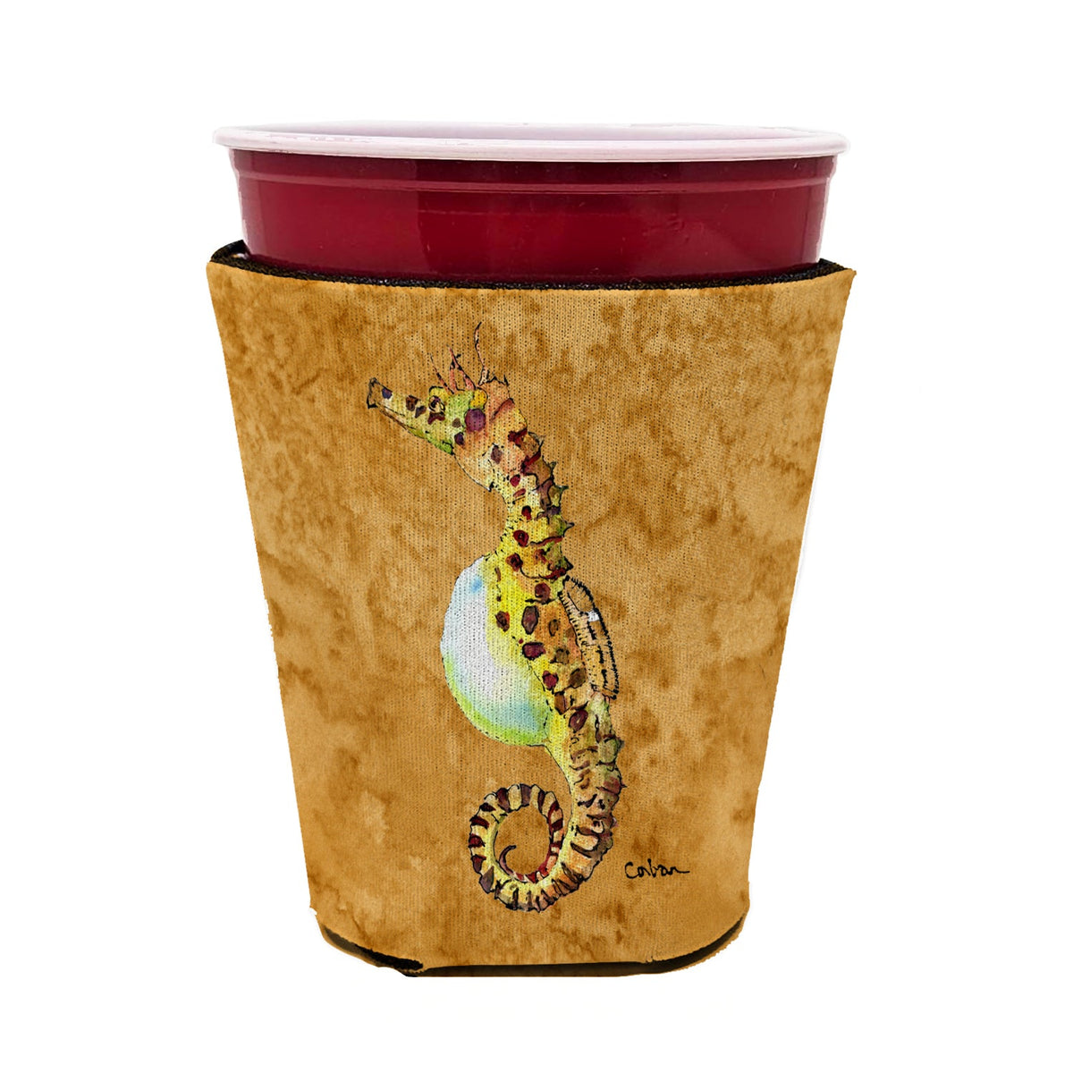 Seahorse Red Cup Hugger Sleeve for 16–22 oz Party Cups, Insulated Foam Drink Holder for Iced Coffee, Tailgate & BBQ Reusable