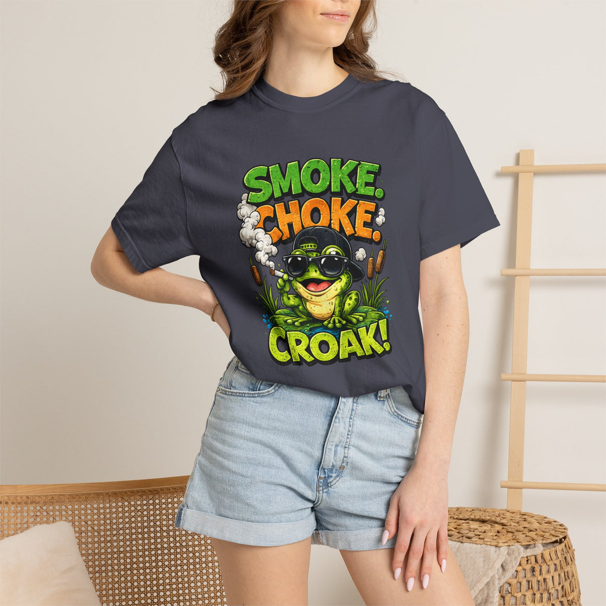 Smoke Choke Croak Frog T-shirt | Graphic Frog Tee
