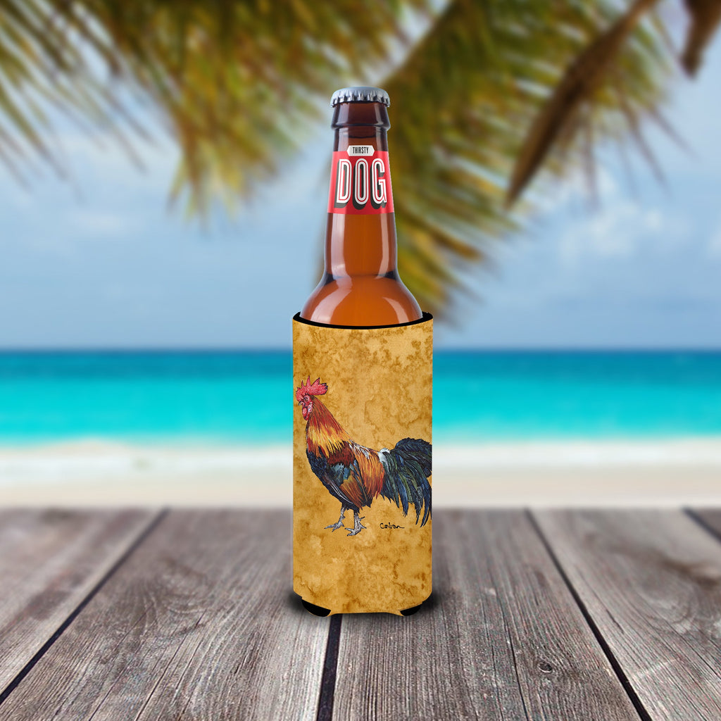 Rooster Slim Can Hugger , Insulated Foam Hugger for 12 oz Slim Cans, Beer Bottles & Water Bottles, Printed in USA