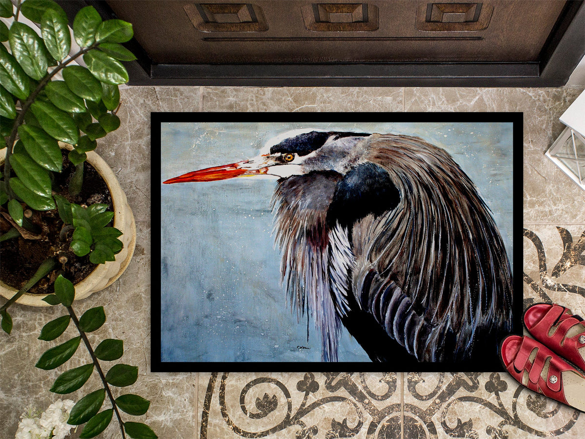 Blue Heron Doormat Indoor Outdoor 24H X 36W Front Door Mat Rugs for Entryway, Non Slip Washable Low Pile,