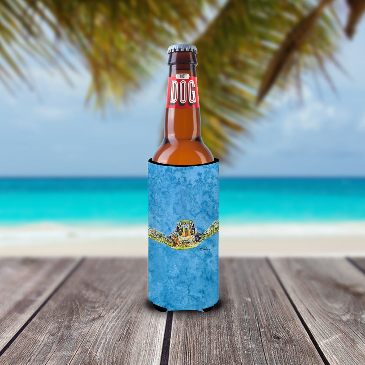 Turtle Slim Can Hugger , Insulated Foam Hugger for 12 oz Slim Cans, Beer Bottles & Water Bottles, Printed in USA