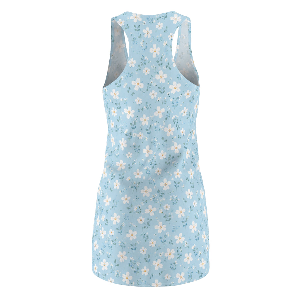 Floral Daisy Racerback Dress — Light Blue All-Over Print