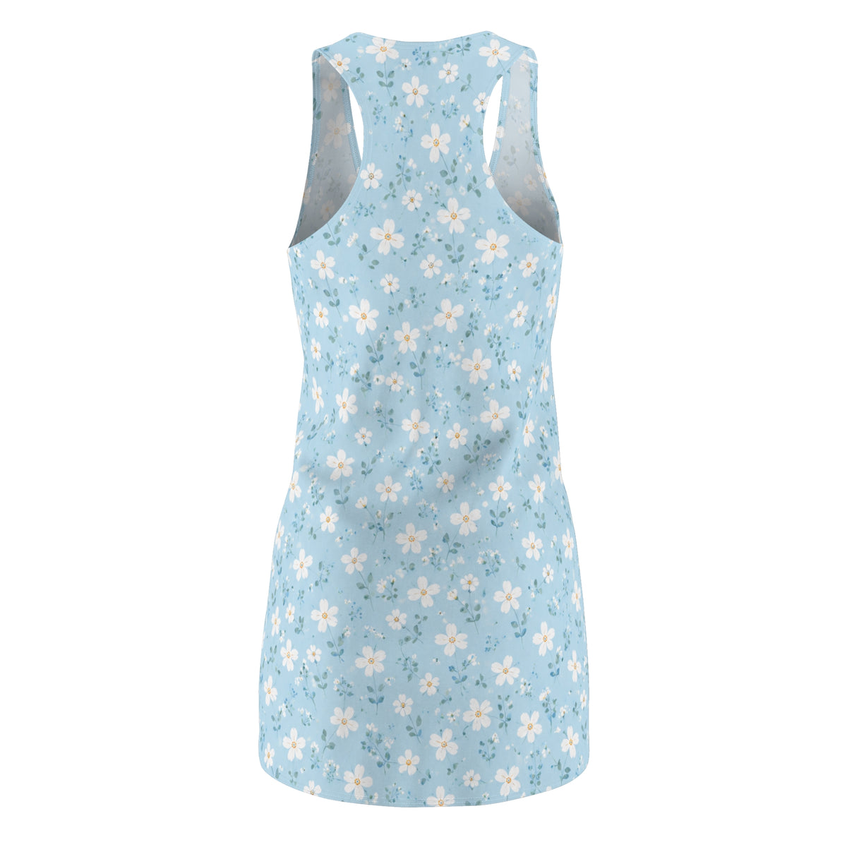 Floral Daisy Racerback Dress — Light Blue All-Over Print