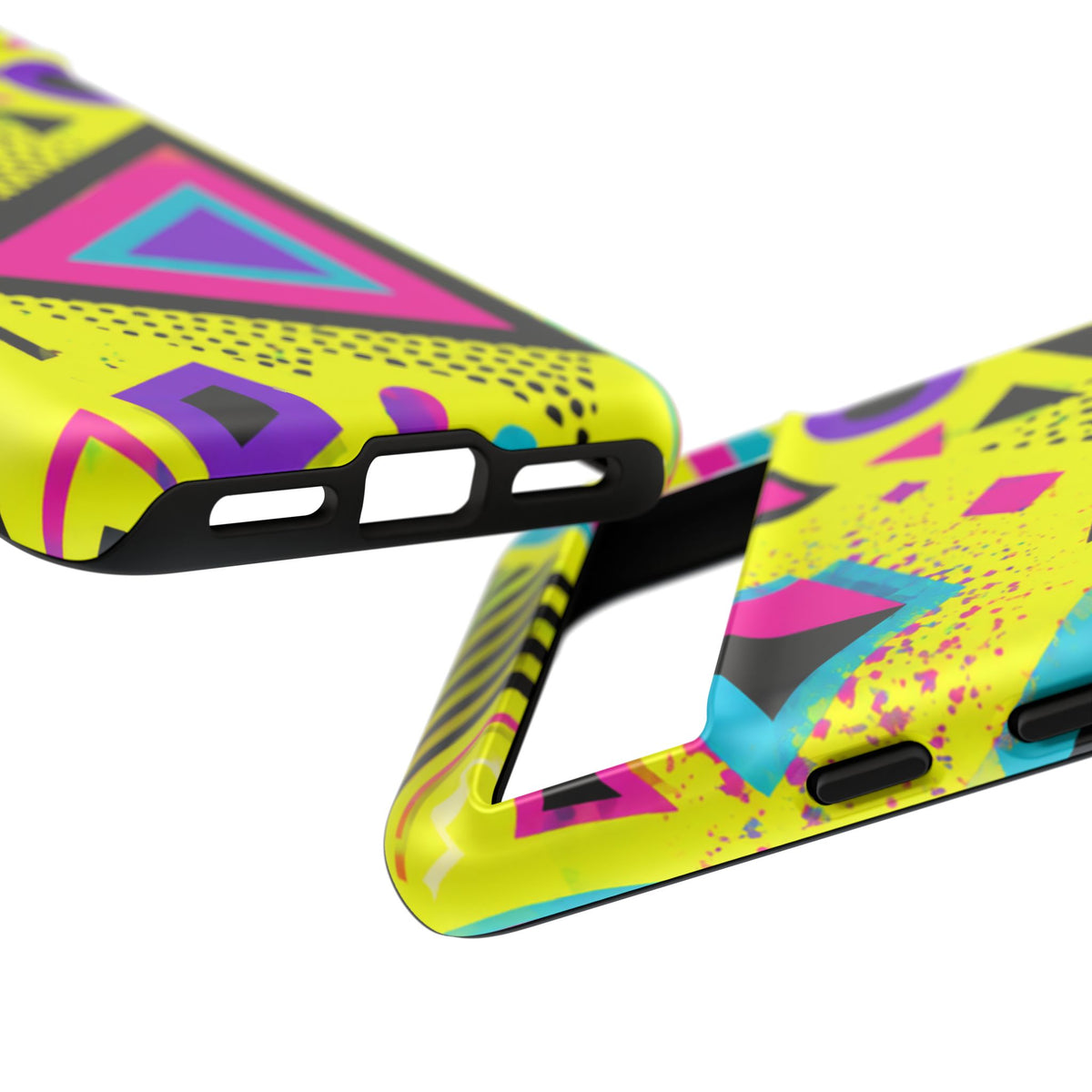 Retro 80s Geometric Phone Case — Neon Memphis Triangle Design