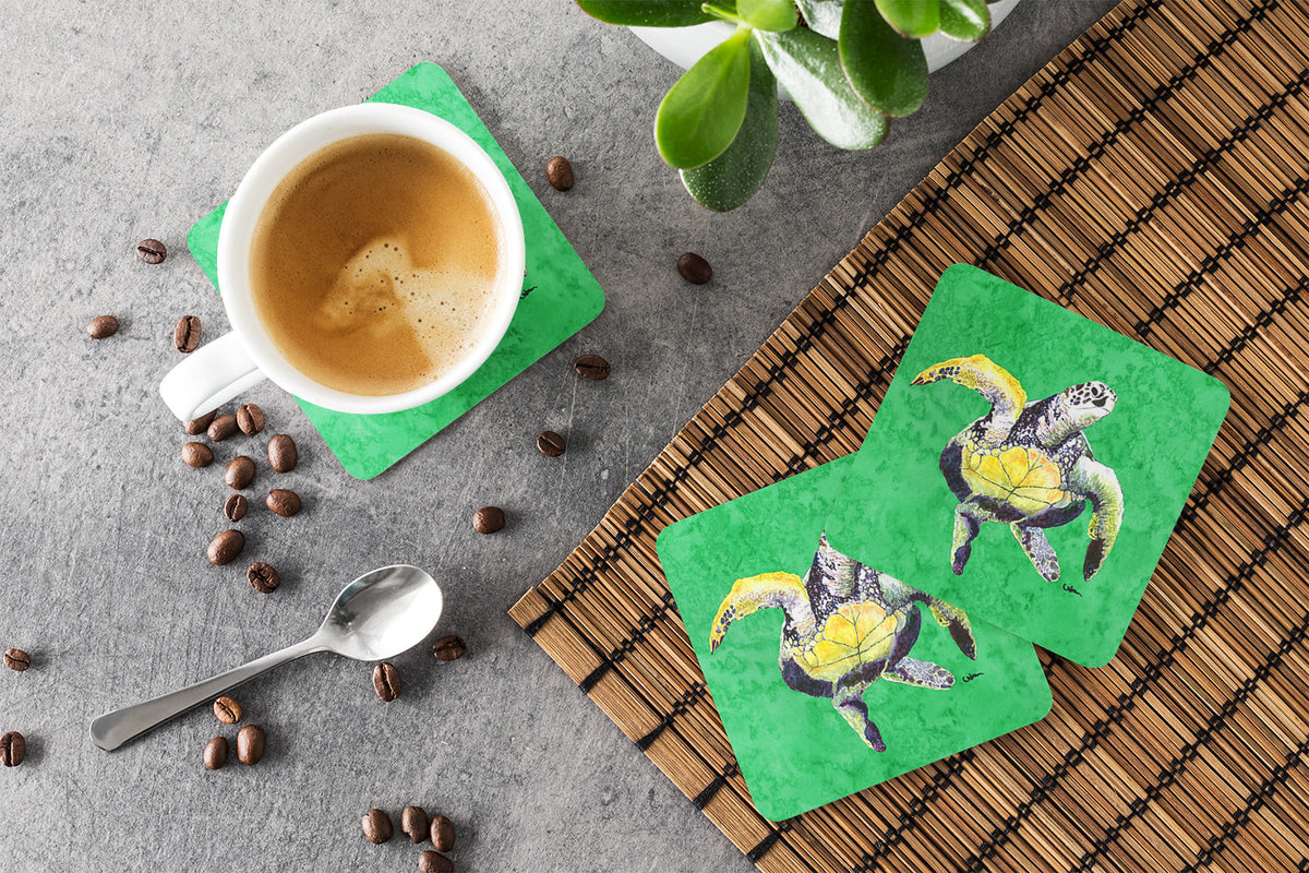 Turtle Foam Coasters Set of 4 Cup Coasters for Indoor Outdoor, Tabletop Protection, Anti Slip, Mouse pad Material