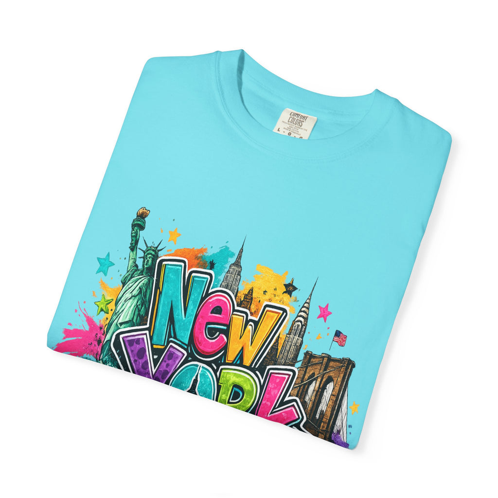 New York Graffiti Skyline T-shirt | Cityscape Taxi Brooklyn Bridge