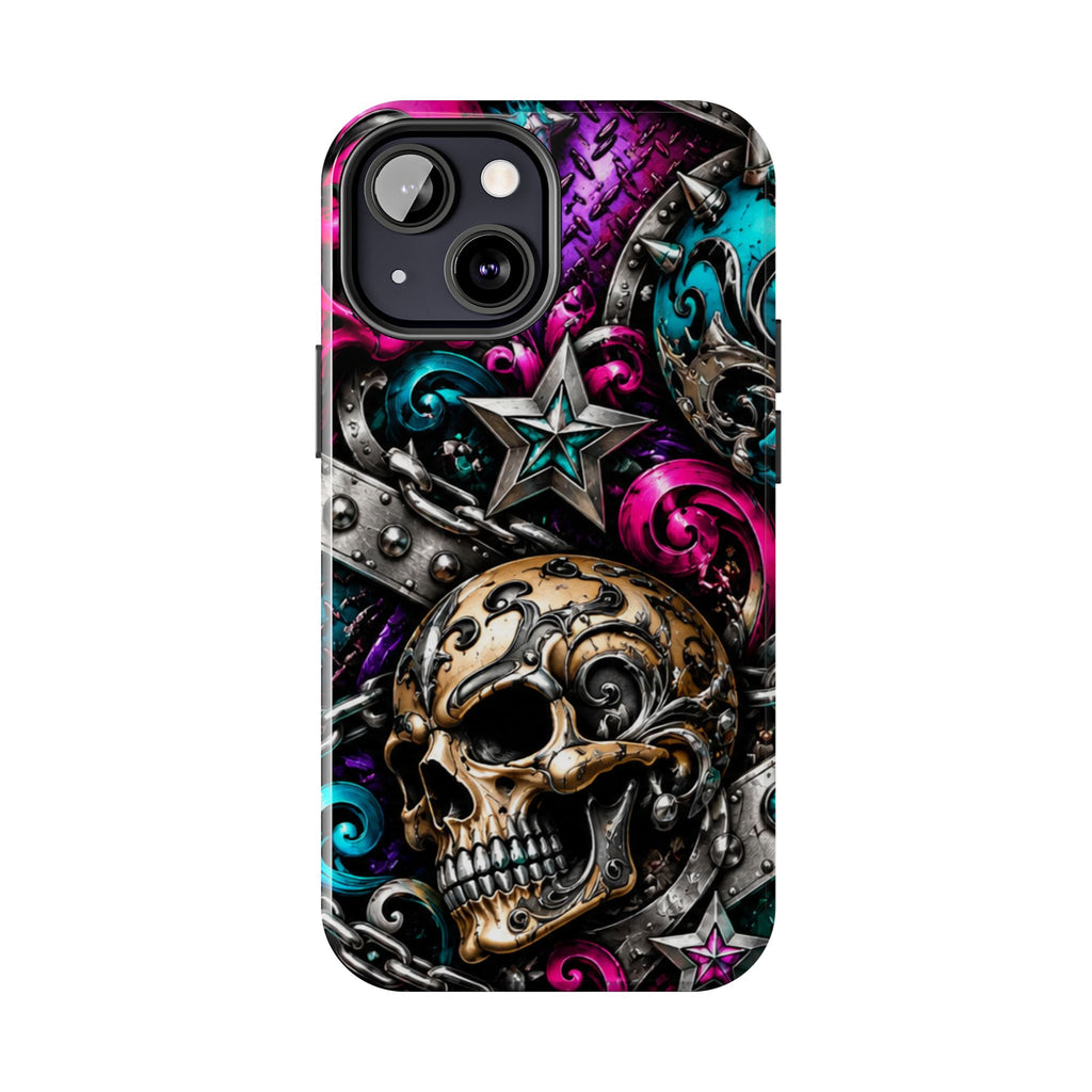 Skull & Stars Tough Phone Case | Colorful Gothic Skull Phone Case