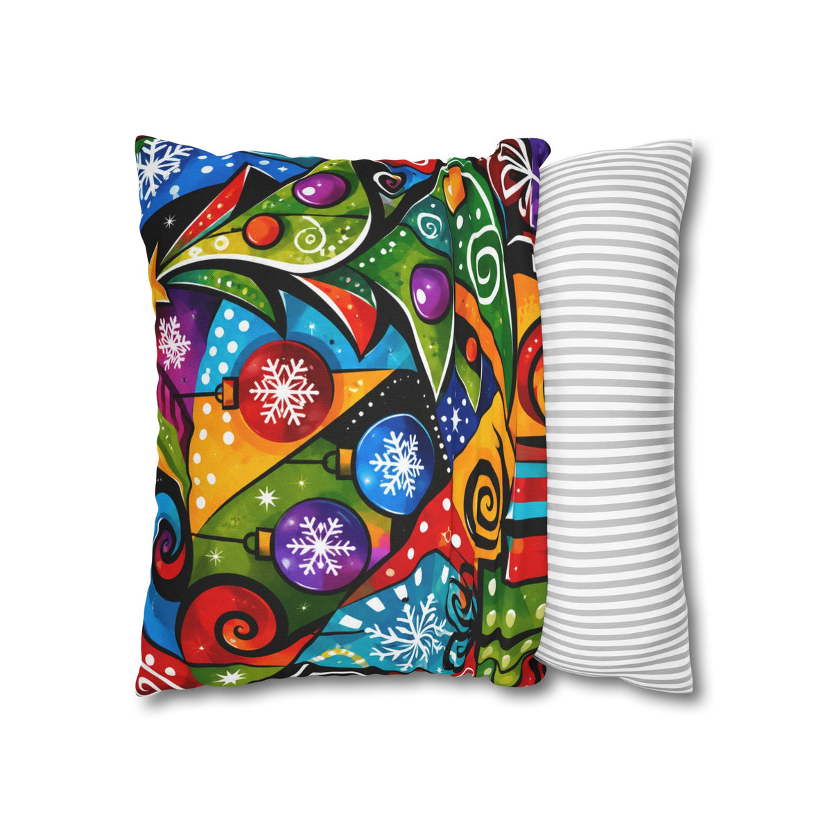 Colorful Abstract Christmas Tree Pillowcase — Festive Holiday Throw Pillow Cover