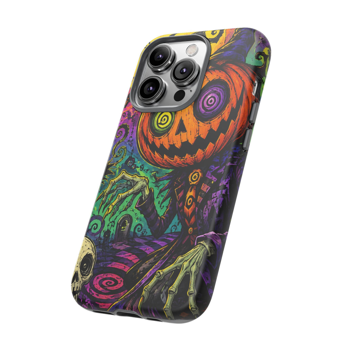 Halloween Pumpkin Skull Phone Case — Psychedelic Jack-o'-Lantern Tough Case