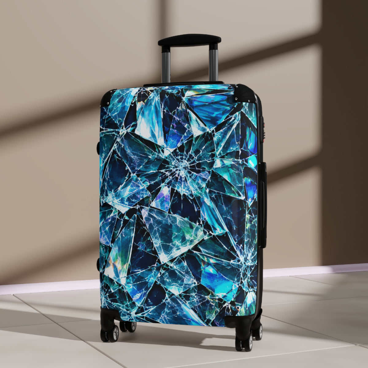 Blue Crystal Shards Carry-On Suitcase — Mosaic Gemstone Luggage