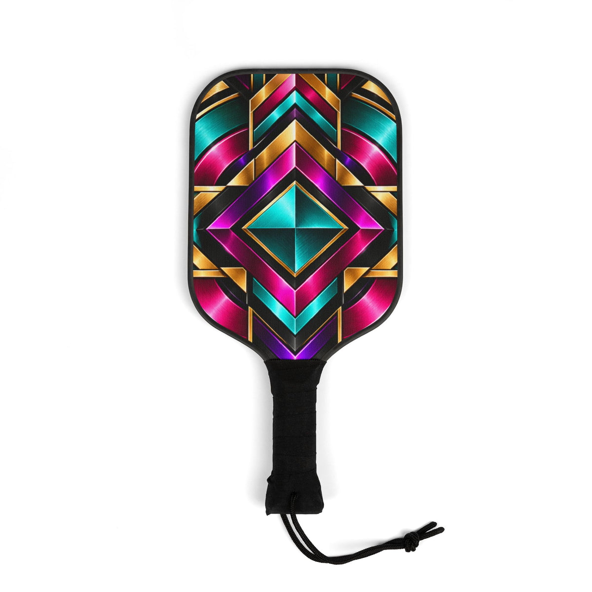 Pickleball Paddle Set — Vibrant Geometric Pattern Pickleball Kit with 2 Paddles & Balls