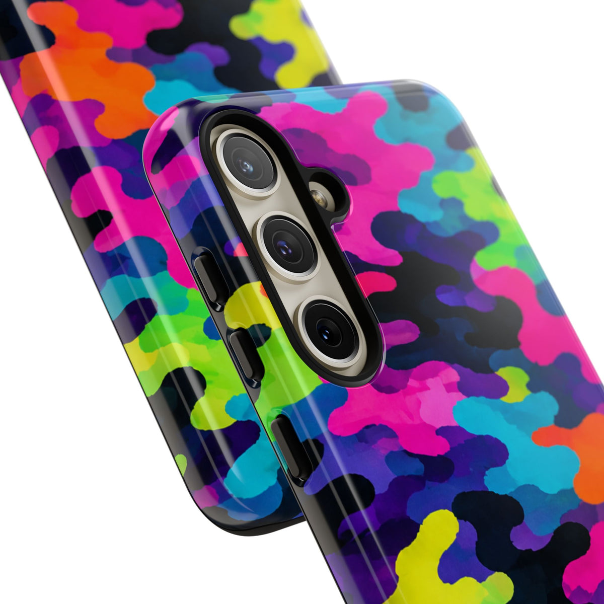 Neon Camo Tough Phone Case — Bright Rainbow Protective iPhone Cover