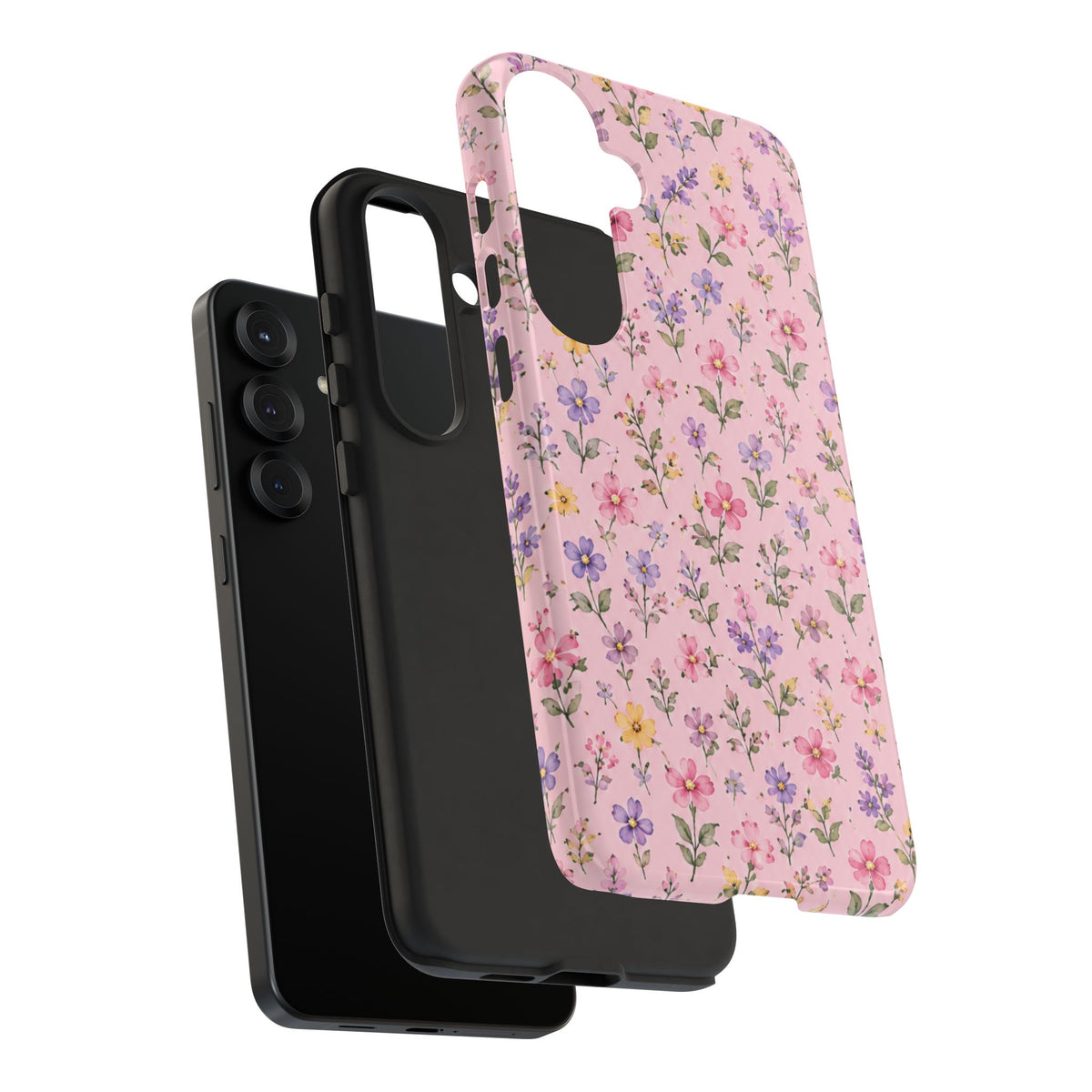 Floral Pink Tough Phone Case — Pastel Wildflower Protective Case
