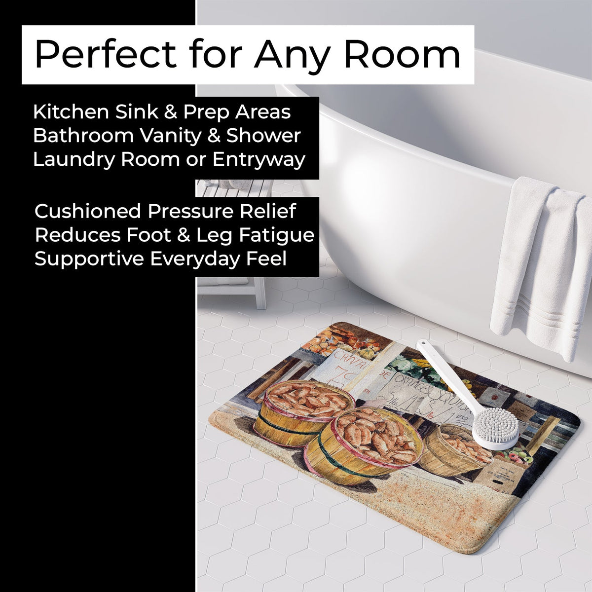 Sweet Potatoes Farmer's Market Memory Foam Kitchen Mat Machine Washable Anti-Fatigue Cushion Comfort Bath or Kitchen Rug