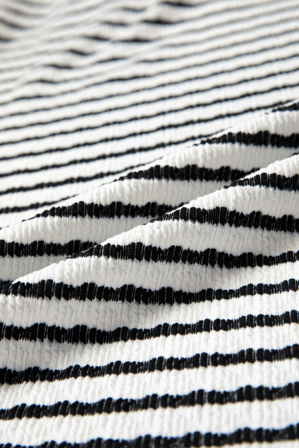 Stripe V-Neck Corded Knit Long Sleeve Top