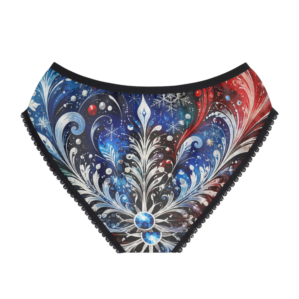 Women's Briefs — Starburst Floral All-Over-Print Panties (Red, White & Blue)