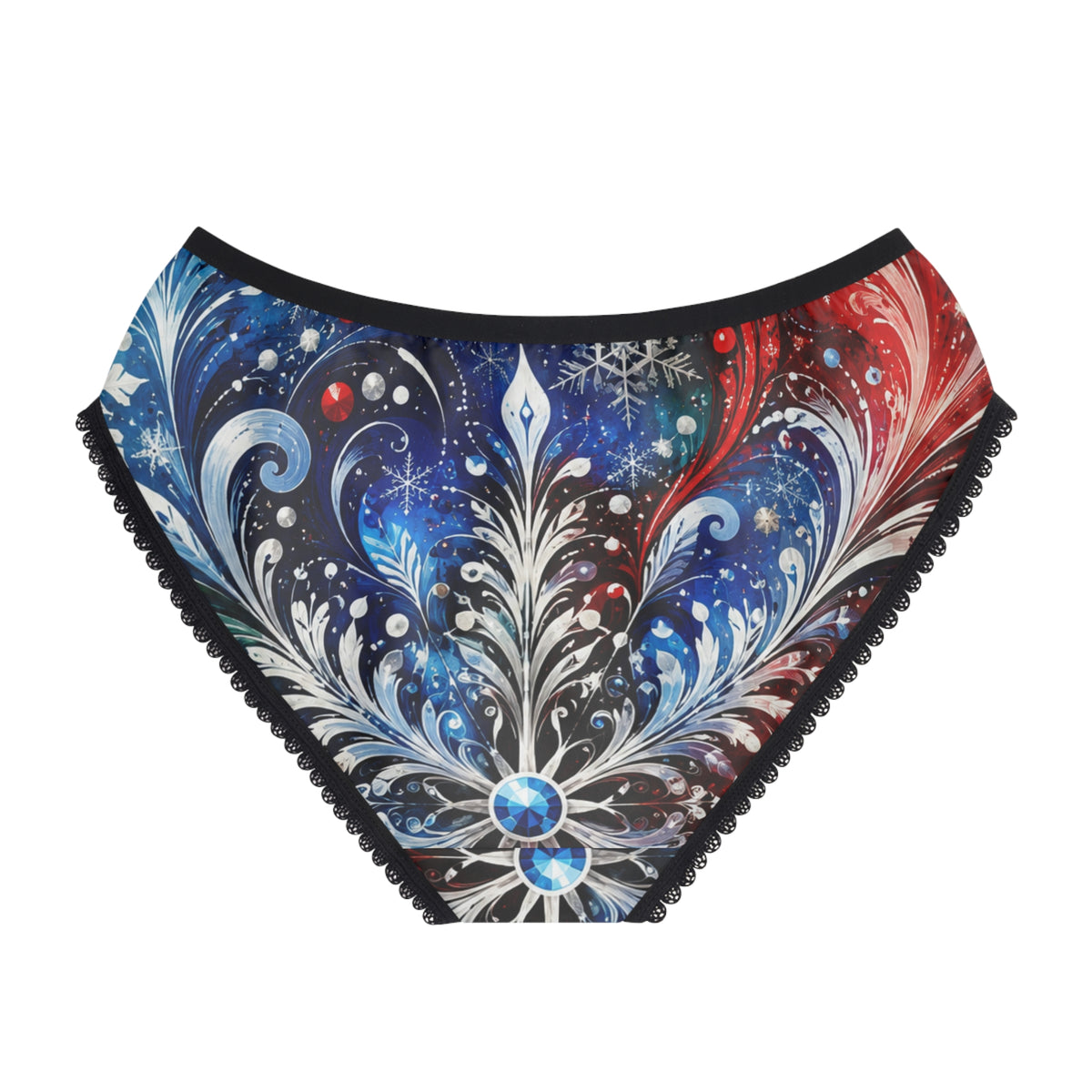 Women's Briefs — Starburst Floral All-Over-Print Panties (Red, White & Blue)