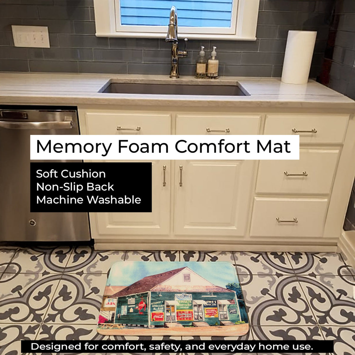 Rivershack Memory Foam Kitchen Mat Machine Washable Anti-Fatigue Cushion Comfort Bath or Kitchen Rug
