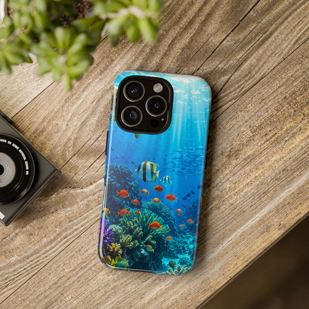 Underwater Ocean Life Tough Phone Case — Coral Reef & Sea Turtle Protective Cover