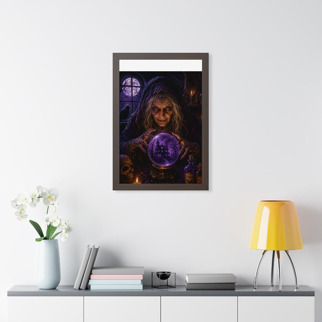 Witch with Crystal Ball Framed Poster | Halloween Wall Art