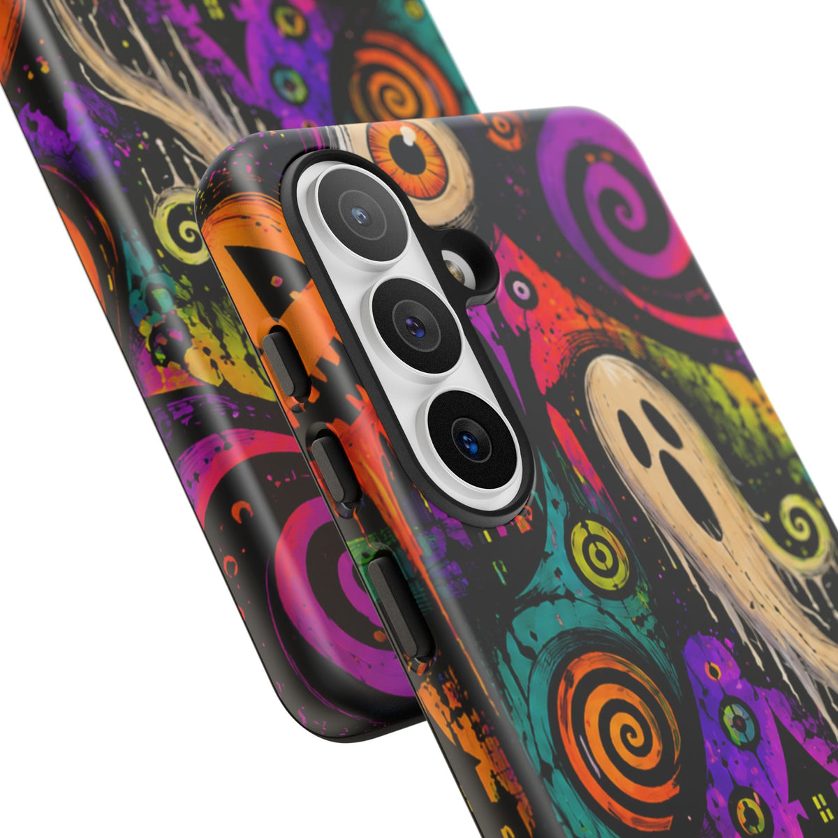 Halloween Ghost Phone Case — Colorful Spooky Skull & Haunted House Tough Case