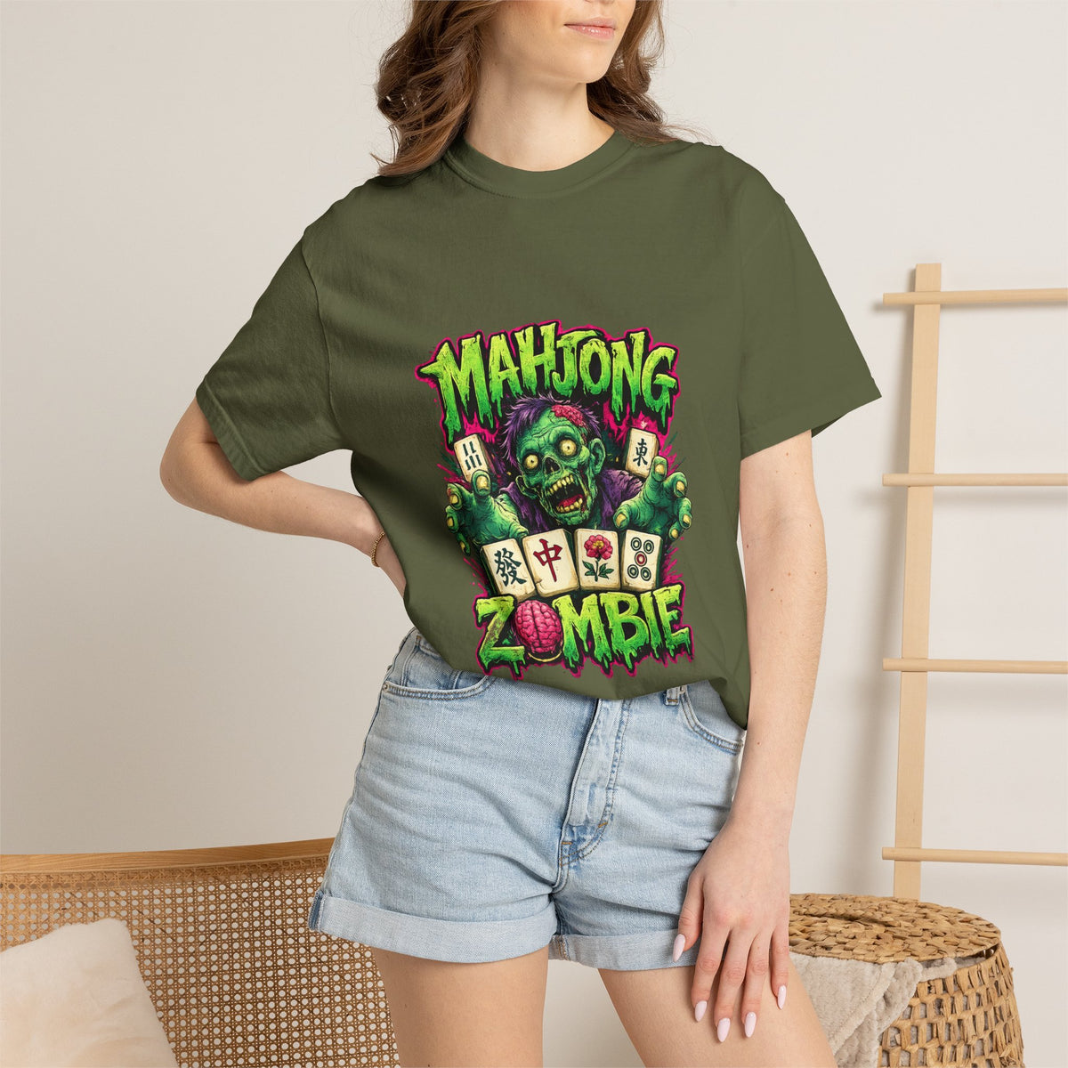 Mahjong Zombie T-shirt | Zombie Mahjong Tiles Graphic Tee