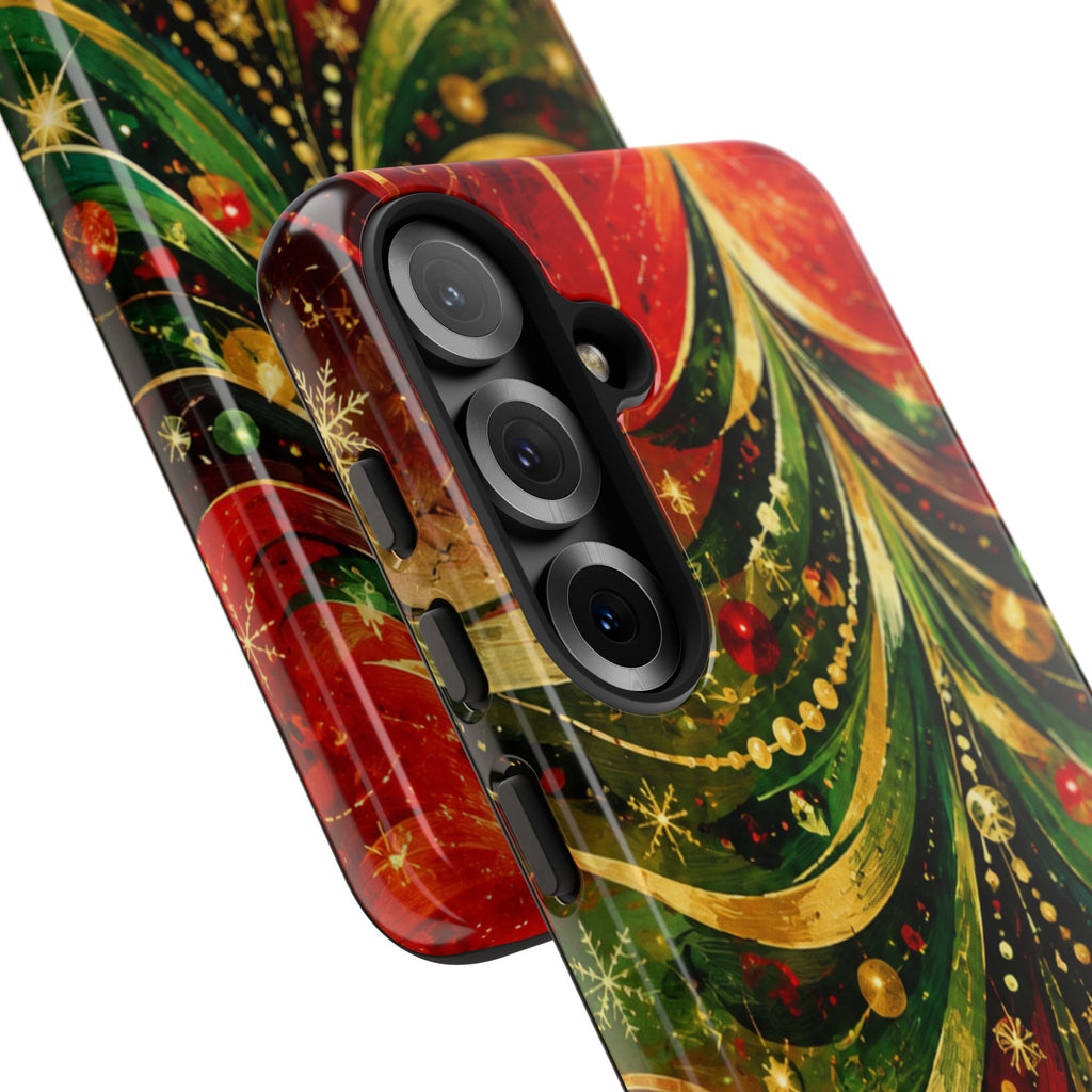 Christmas Tree Tough Phone Case — Festive Red & Green Holiday Phone Cover