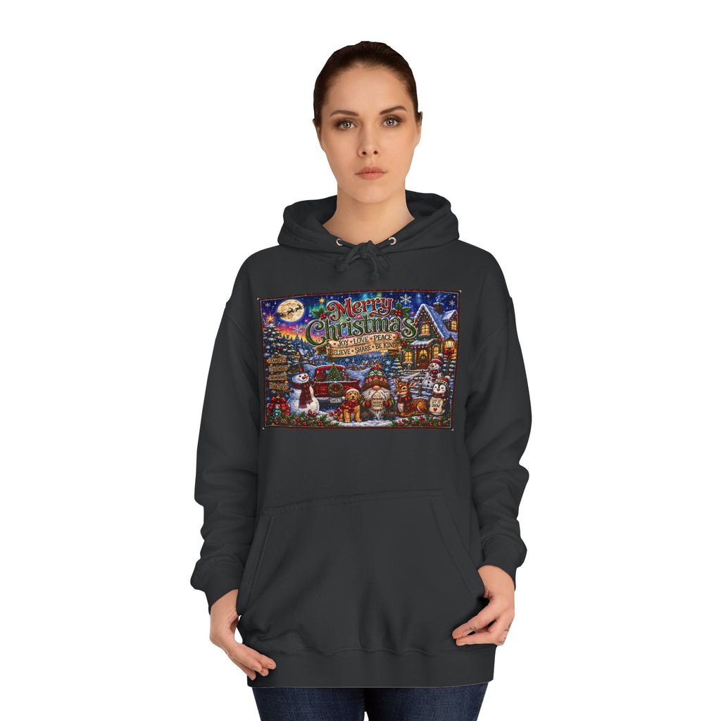 Christmas Village Hoodie - Festive Holiday Scene Pullover