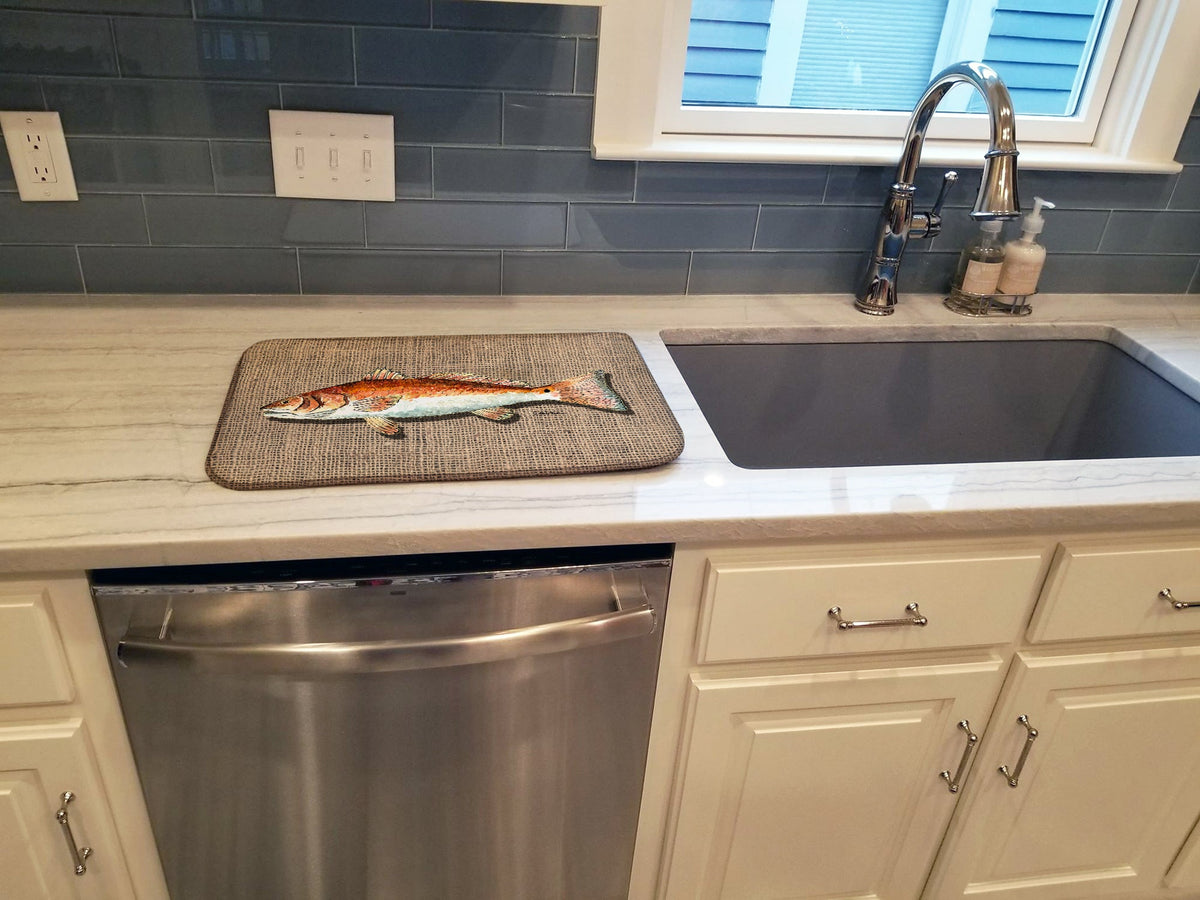 Red Fish Dish Drying Mat Absorbent Dish Drying Mat Pad for Kitchen Counter Dish Drainer Mat for Countertop, 14 x 21", Multicolor