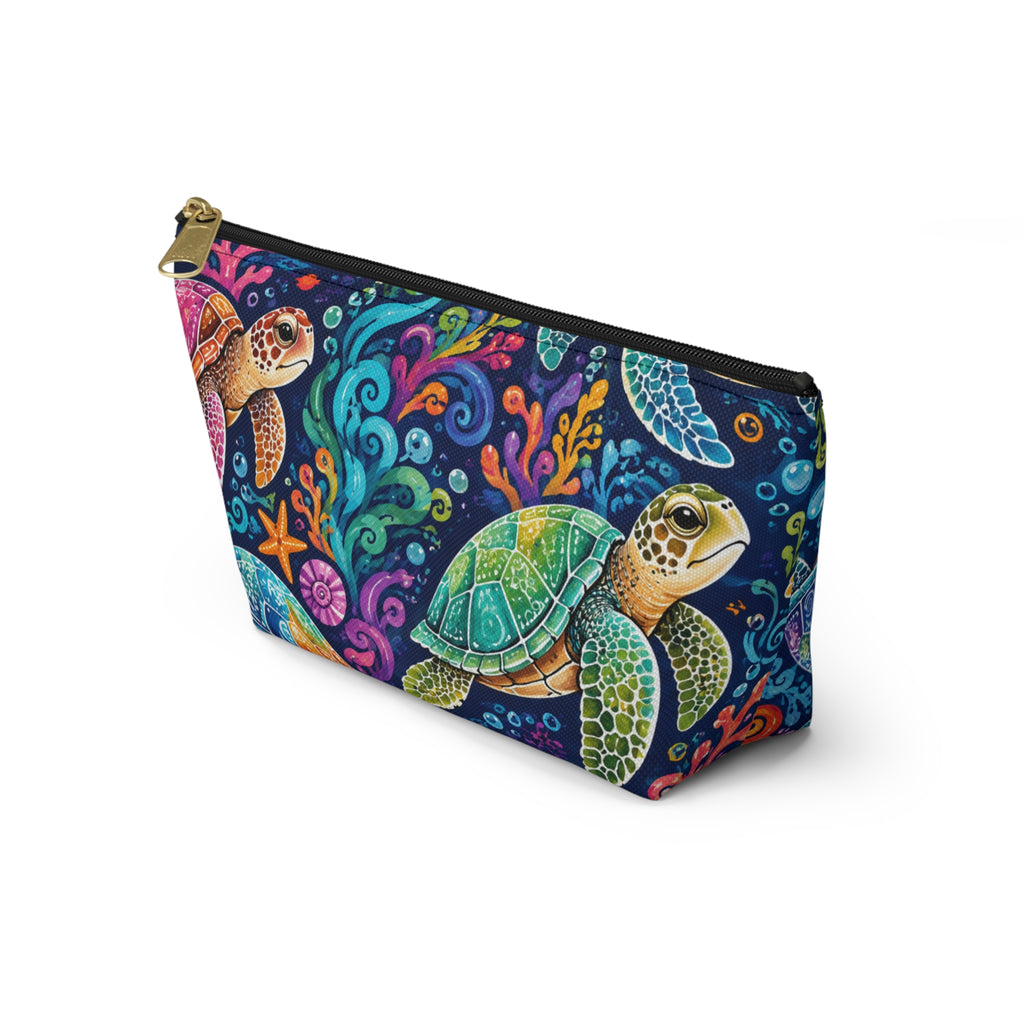 Sea Turtle Cosmetic Pouch — Colorful Ocean Accessory Bag