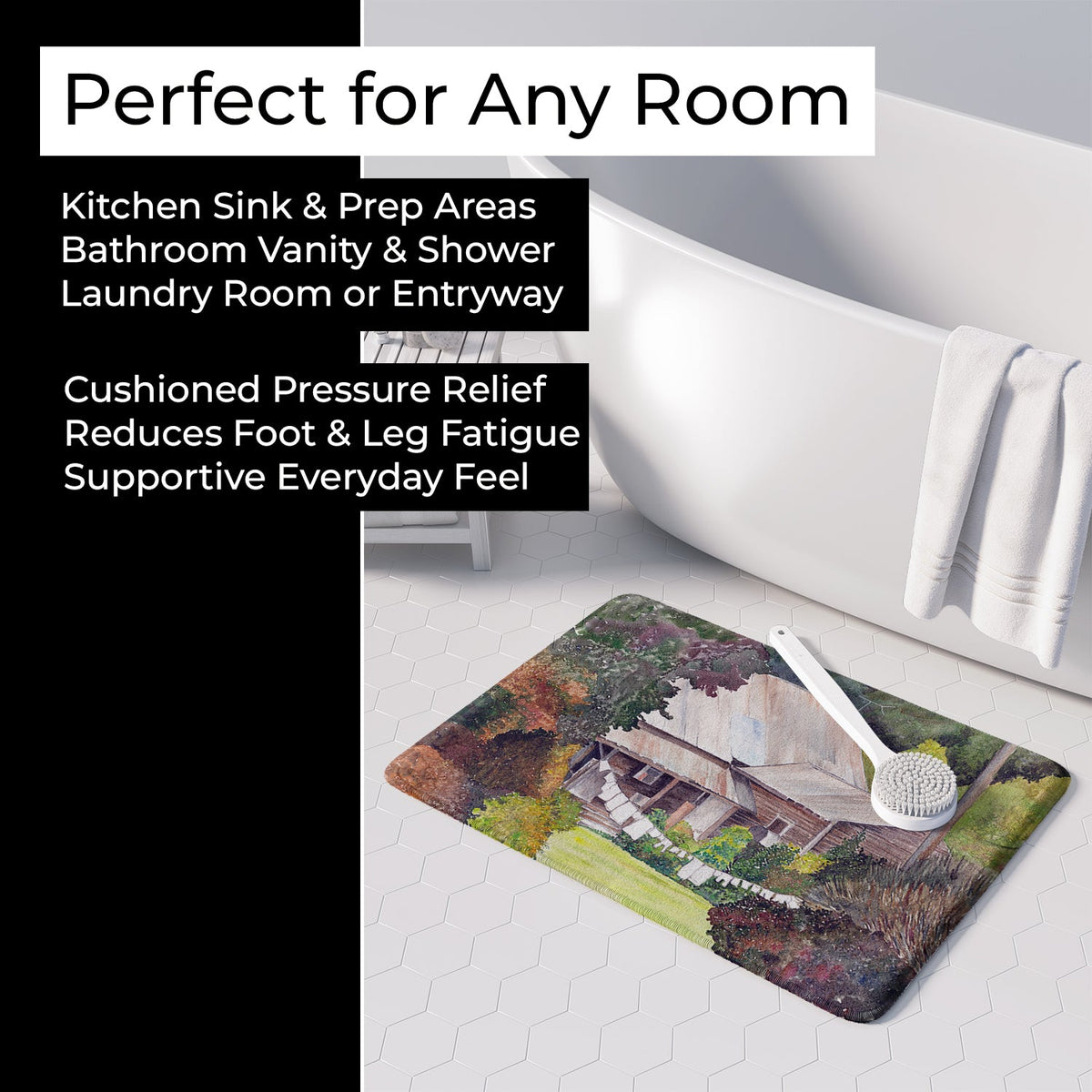 Wash Day Memory Foam Kitchen Mat Machine Washable Anti-Fatigue Cushion Comfort Bath or Kitchen Rug