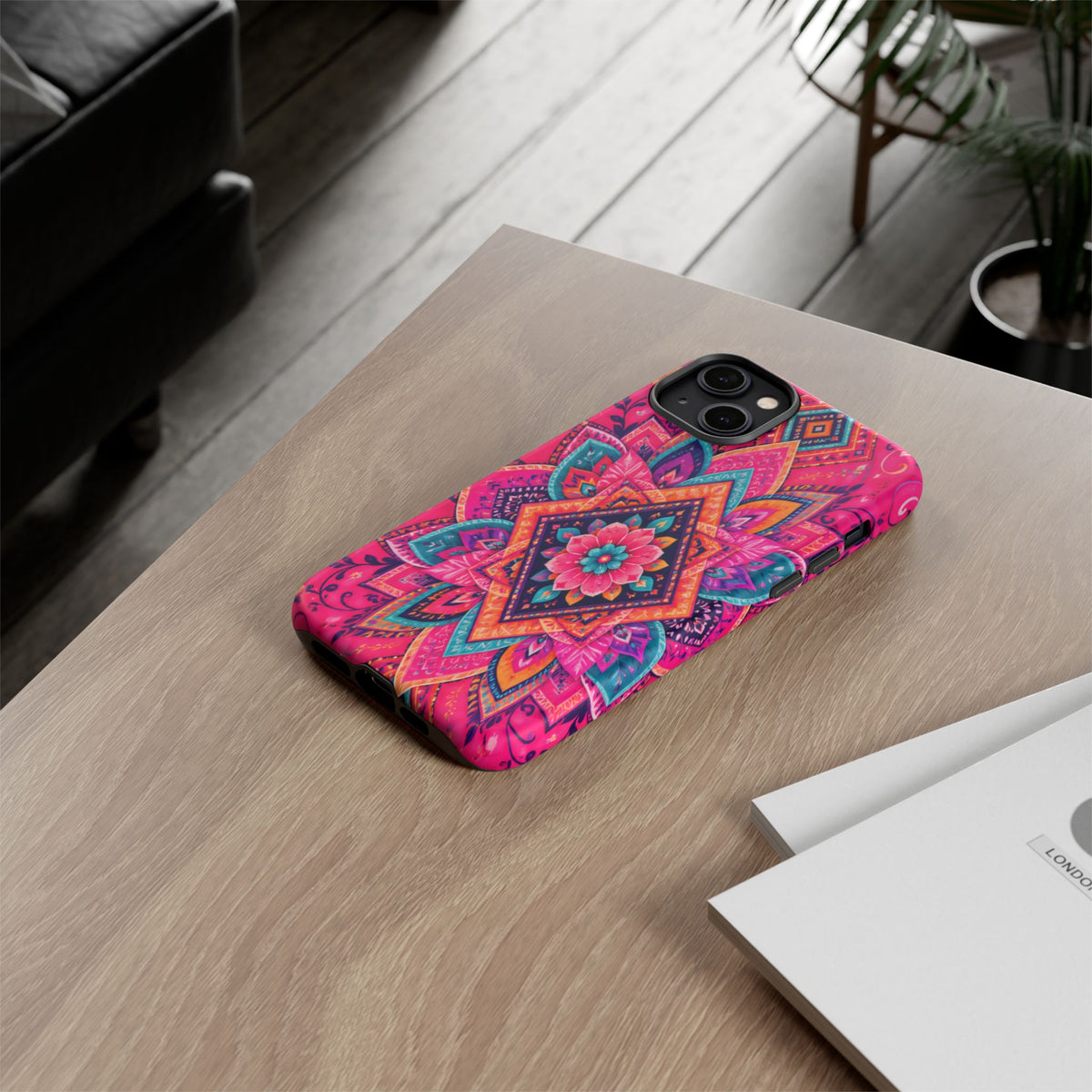 Floral Mandala Tough Phone Case — Pink Boho Protective Cover