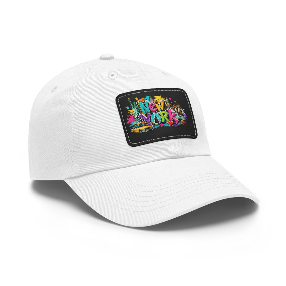 New York Graffiti Leather Patch Dad Hat | City Skyline