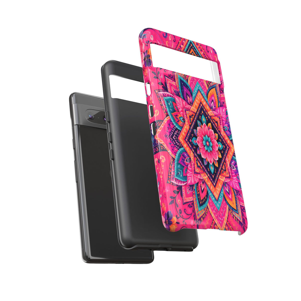 Floral Mandala Tough Phone Case — Pink Boho Protective Cover