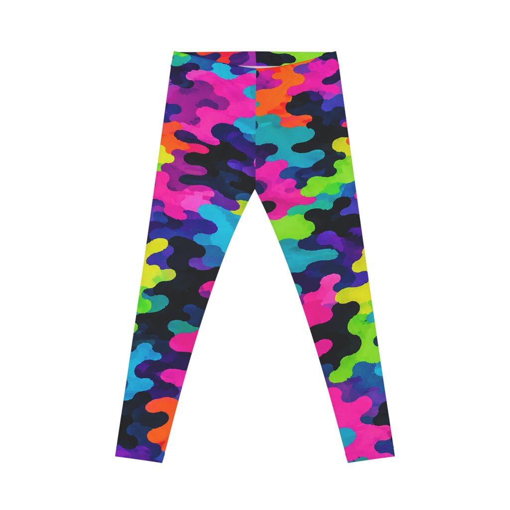 Neon Camo Leggings — Women's Vibrant All-Over-Print Activewear