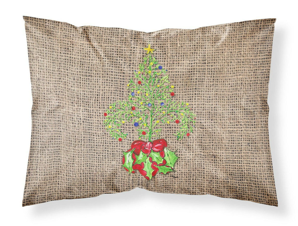 Christmas Tree Fleur de lis on Faux Burlap Standard Pillowcase Lightweight Super Soft Easy Care Decorative Artwork Pillowcase, Standard