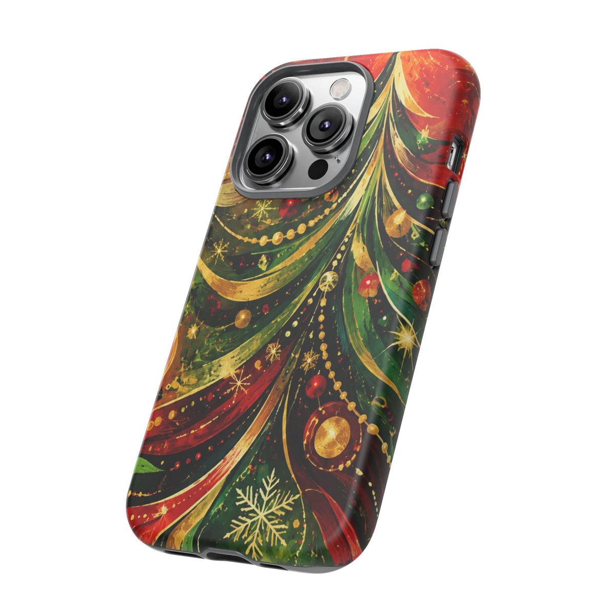 Christmas Tree Tough Phone Case — Festive Red & Green Holiday Phone Cover