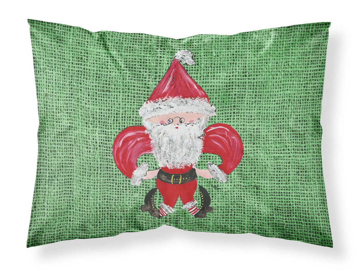 Christmas Santa Fleur de lis on Faux Burlap Standard Pillowcase Lightweight Super Soft Easy Care Decorative Artwork Pillowcase, Standard