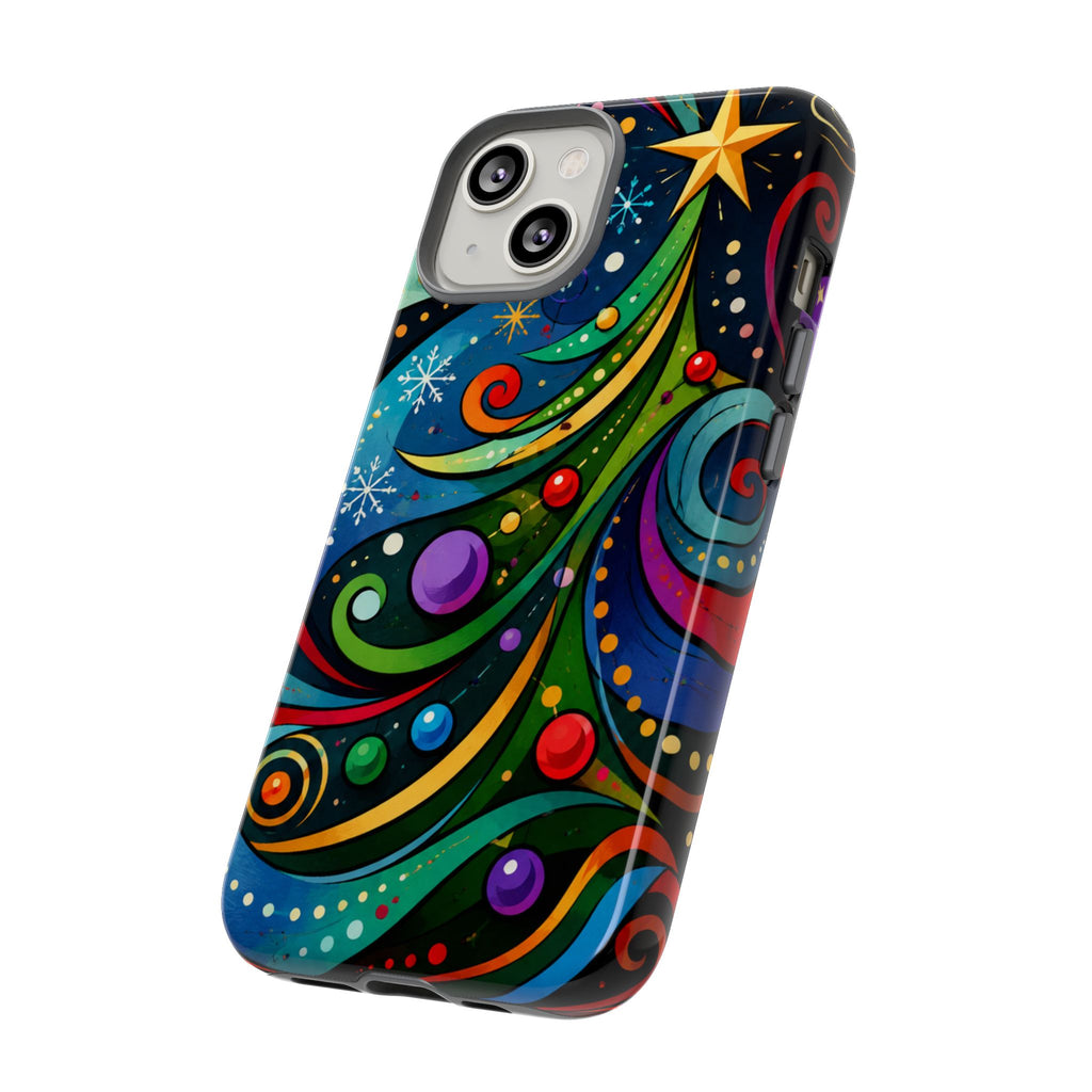 Colorful Swirl Christmas Tree Tough Phone Case