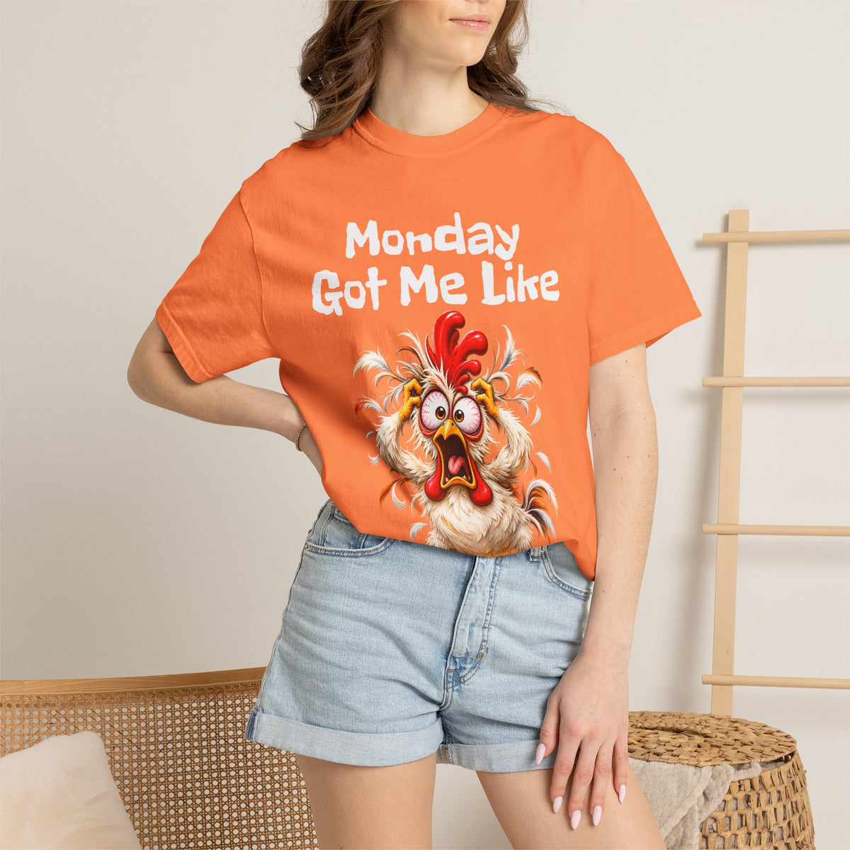 Copy of Monday Got Me Like T-Shirt — Funny Cartoon Chicken Graphic Tee