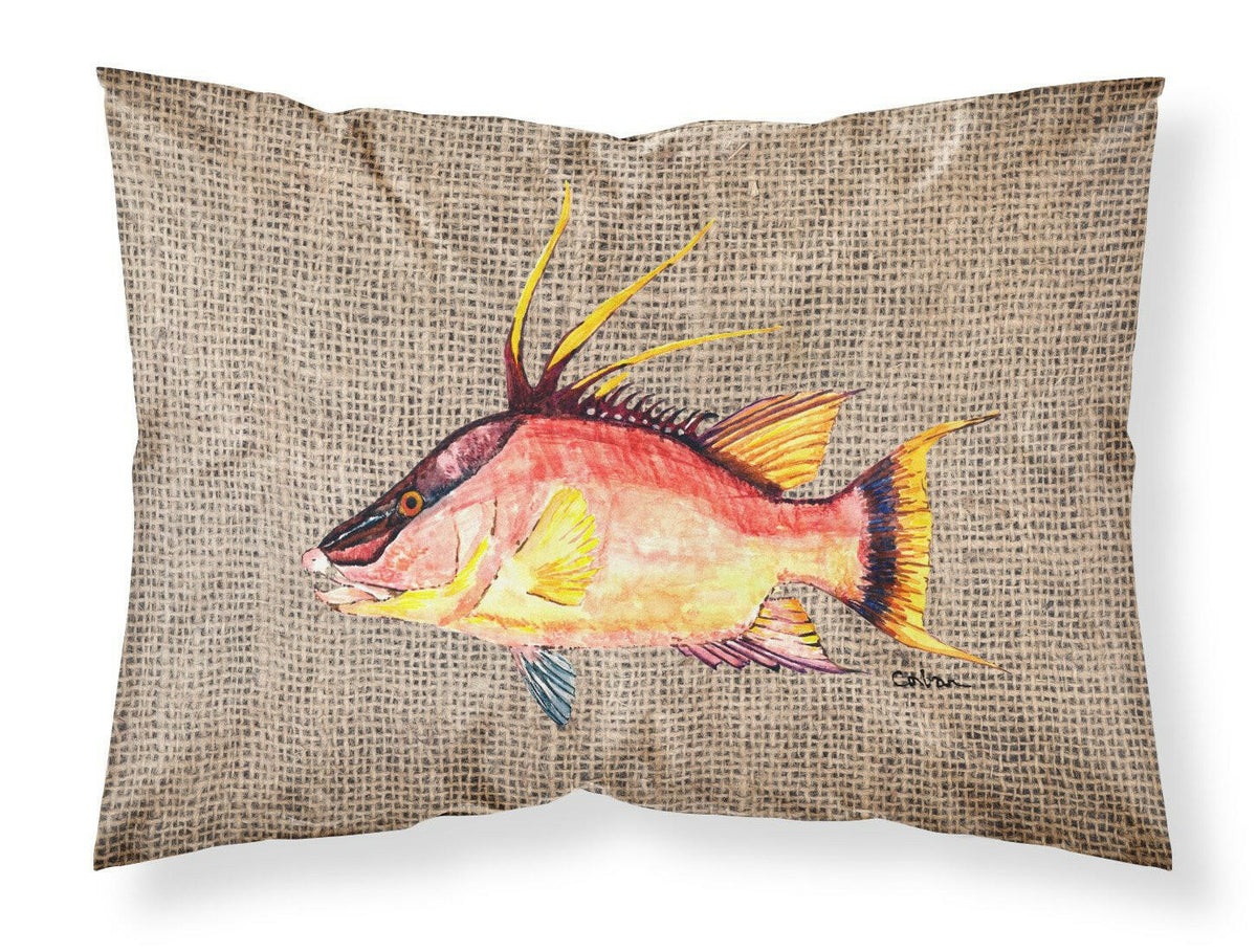 Hog Snapper on Faux Burlap Standard Pillowcase Lightweight Super Soft Easy Care Decorative Artwork Pillowcase, Standard