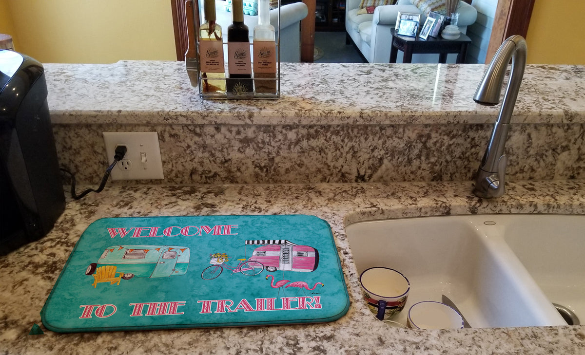 Welcome to the Trailer Dish Drying Mat Absorbent Dish Drying Mat Pad for Kitchen Counter Dish Drainer Mat for Countertop, 14 x 21", Multicolor