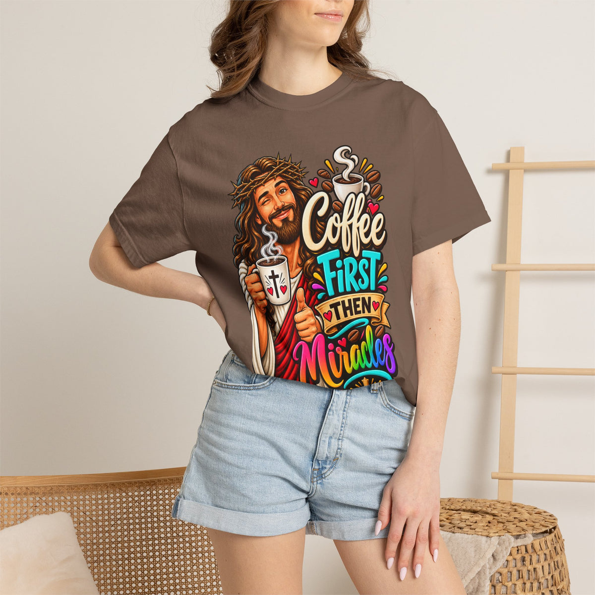 Coffee First Then Miracles Jesus T-Shirt