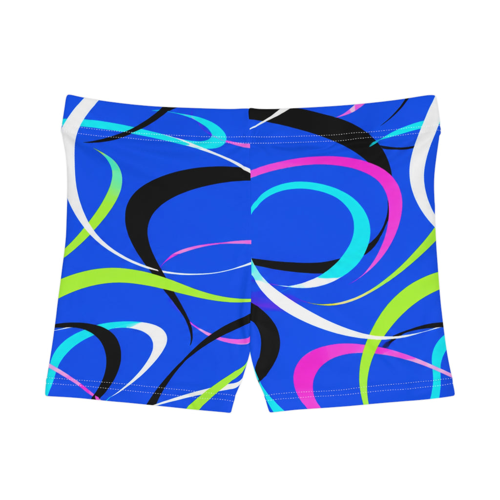 Women's Athletic Shorts — Vibrant Blue Swirl Print