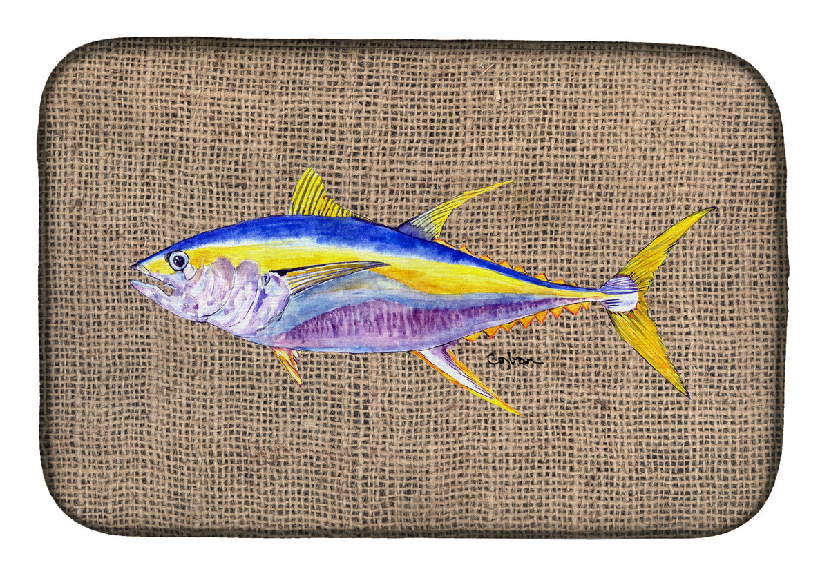 Fish - Tuna Dish Drying Mat Absorbent Dish Drying Mat Pad for Kitchen Counter Dish Drainer Mat for Countertop, 14 x 21", Multicolor