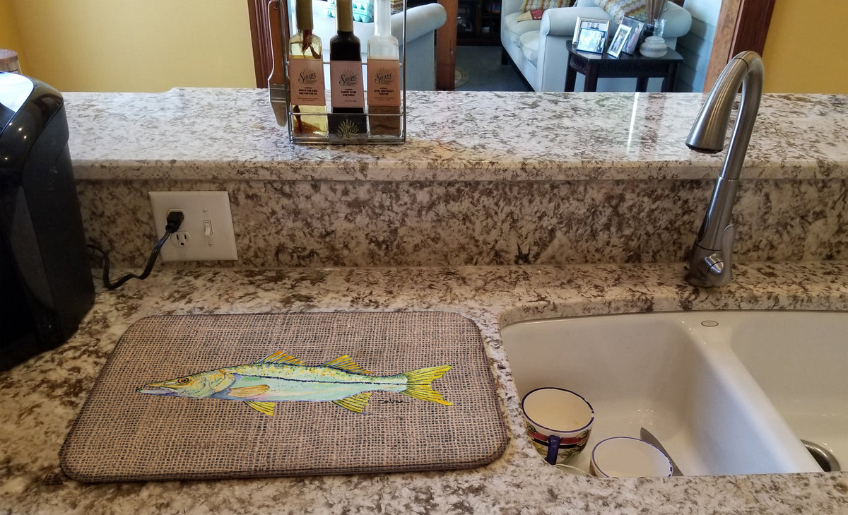 Fish - Snook Dish Drying Mat Absorbent Dish Drying Mat Pad for Kitchen Counter Dish Drainer Mat for Countertop, 14 x 21", Multicolor